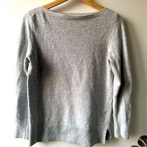 LOFT Gray Boat Neck Sweater Small Lightweight Minimalist Workwear Monochrome